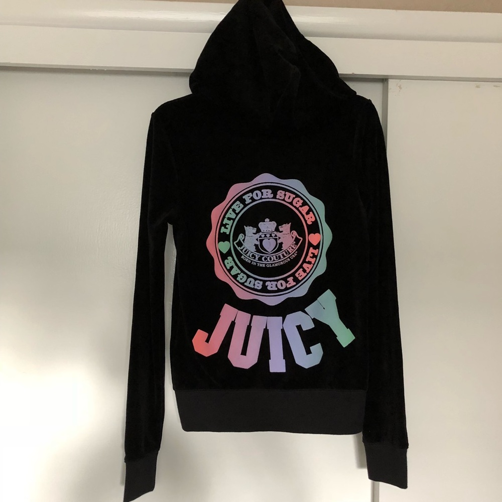 Vintage Juicy couture zip up hoodie, black size: x-small.